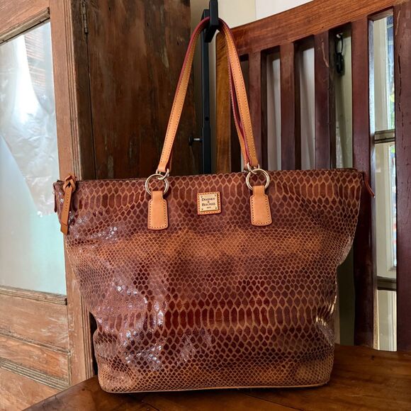 Dooney & Bourke Handbags - Dooney & Bourke Charleston Snake Embossed Leather Shopper Tote
